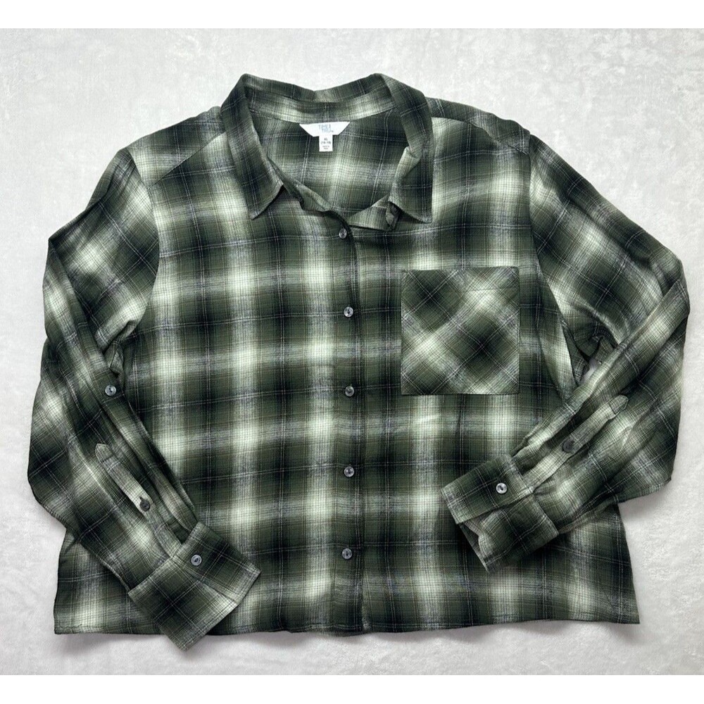 Women’s XL Plaid Button Down Shirt Lot of 2 Roll Tab Sleeve Casual Fall Top